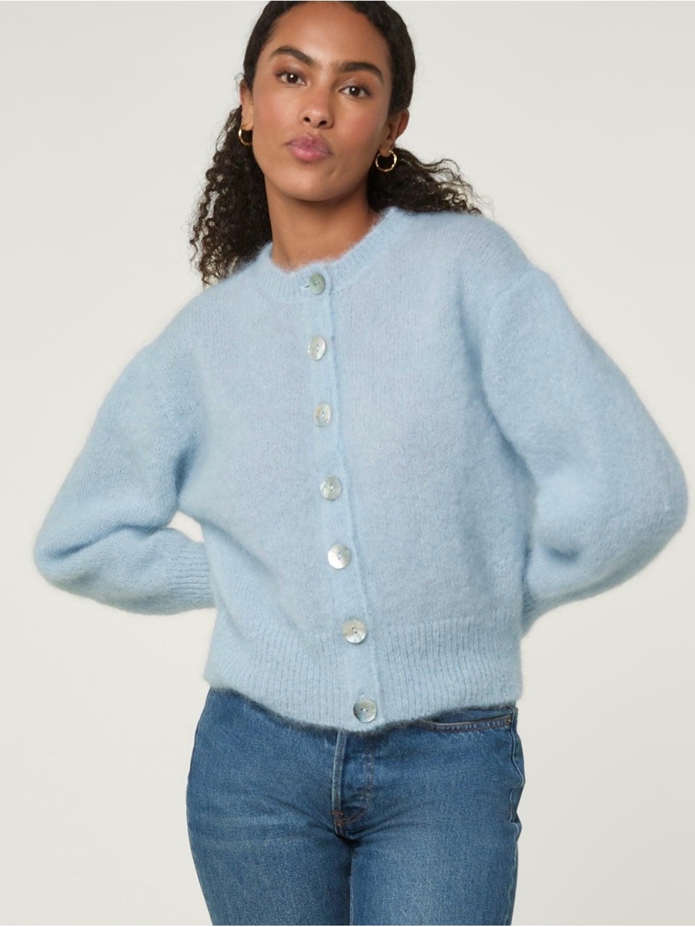 ROUJE PARIS MAINA Mohair Light blue Cardigan New